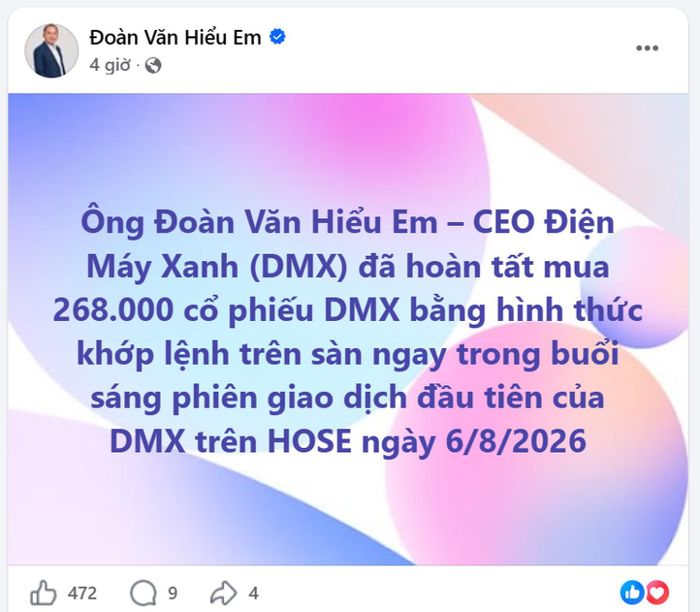  Vị CEO DMX thông báo tin vui ngay trong ngày đầu giao dịch. 