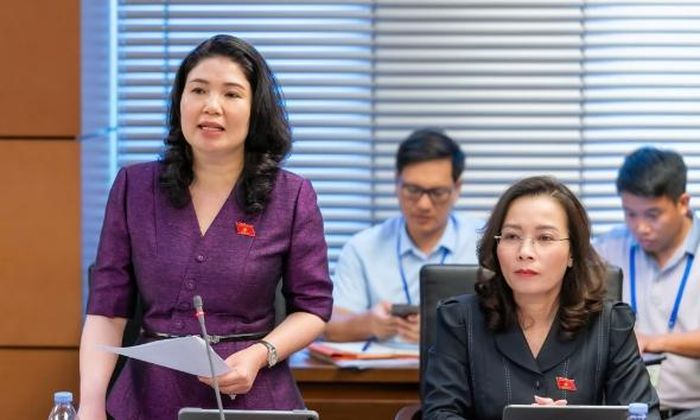 Đồng chí Trần Thị Vân phát biểu thảo luận.