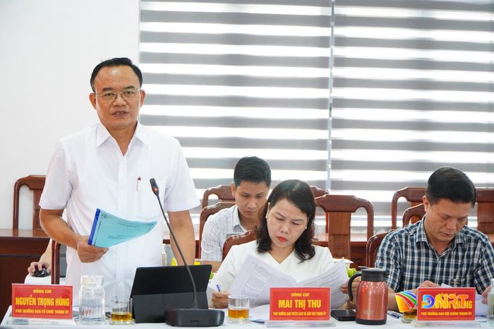 Phó Trưởng ban Tổ chức Thành ủy Nguyễn Trọng Hùng phát biểu tại buổi làm việc. Ảnh: VINH ANH