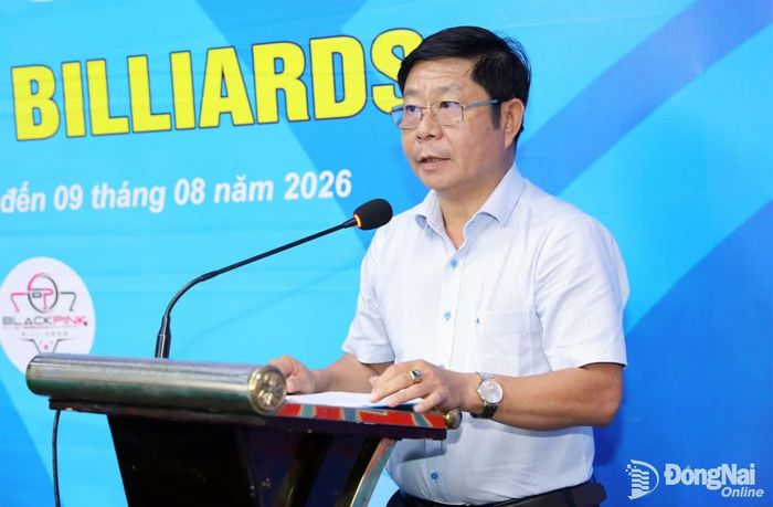 Ông Huỳnh Thiên Tịnh, Phó Giám đốc Trung tâm Huấn luyện và Thi đấu thể thao, phát biểu khai mạc giải. Ảnh: Thủy Tiên