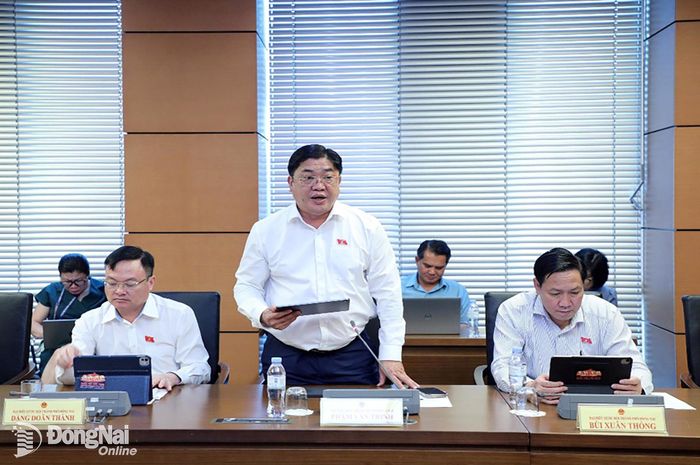 Đại biểu Phạm Văn Trinh, Đoàn Đại biểu Quốc hội thành phố Đồng Nai phát biểu thảo luận tại tổ. Ảnh: CTV