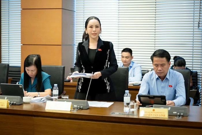 Đại biểu Lê Nữ Thùy Dương, Đoàn Đại biểu Quốc hội thành phố Đồng Nai phát biểu thảo luận tại tổ. Ảnh: quochoi.vn
