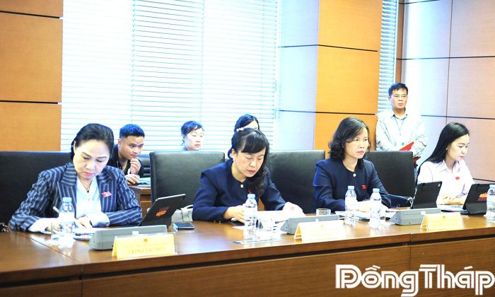 Đại biểu Quốc hội tỉnh Đồng Tháp tham gia phiên thảo luận tại tổ.