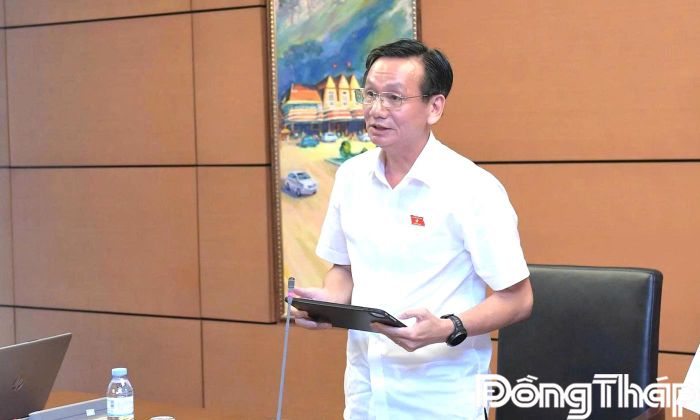 Đại biểu Đoàn Hùng Vũ phát biểu ý kiến thảo luận.