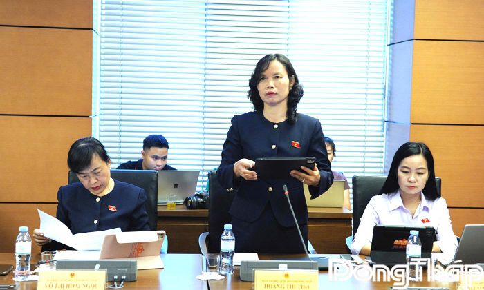 Đại biểu Hoàng Thị Thơ phát biểu ý kiến thảo luận.