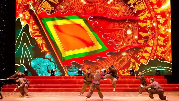  Tiết mục võ thuật do các võ sinh quốc tế biểu diễn. Ảnh: H.V 