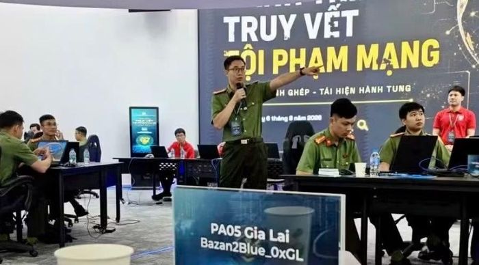 Phần thi của đội Phòng An ninh mạng và phòng, chống tội phạm sử dụng công nghệ cao (Công an tỉnh Gia Lai). Ảnh: Mạnh Cường