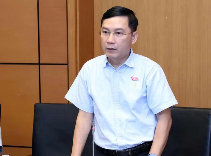  ĐB Lê Hoàng Anh bày tỏ thống nhất cao với hai dự thảo nghị quyết thành lập TP. Quảng Ninh và TP. Bắc Ninh. Ảnh: Đoàn ĐBQH tỉnh Gia Lai 