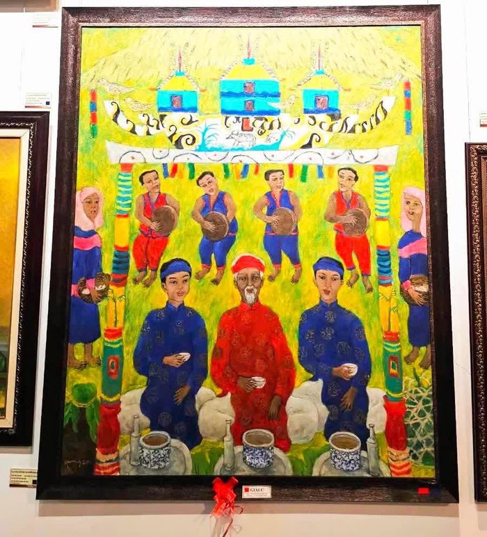 Tác phẩm "Lễ hội bỏ mả của người Raglai" của họa sĩ Bùi Văn Quang đoạt giải C.