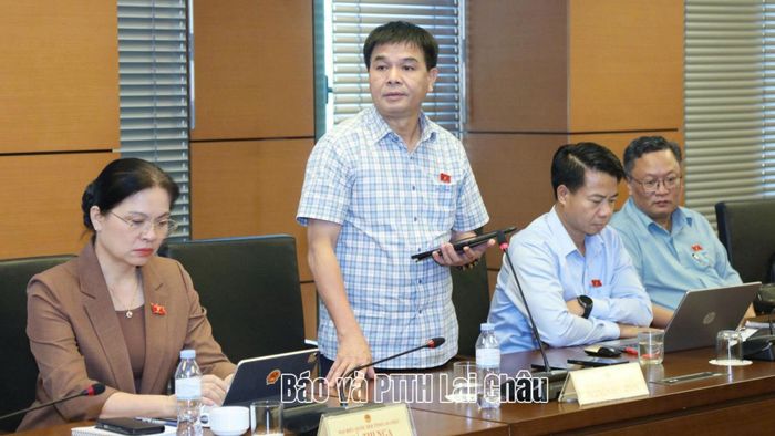 Đại biểu Nguyễn Hữu Toàn tham gia ý kiến thảo luận tại tổ. 