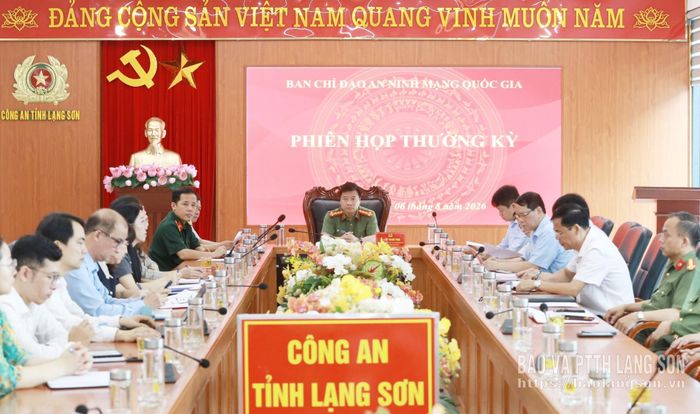 Các đại biểu dự phiên họp tại điểm cầu Công an tỉnh Lạng Sơn 
