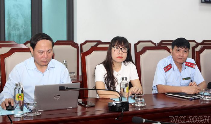 Các đại biểu tham dự phiên họp tại điểm cầu tỉnh Lào Cai.