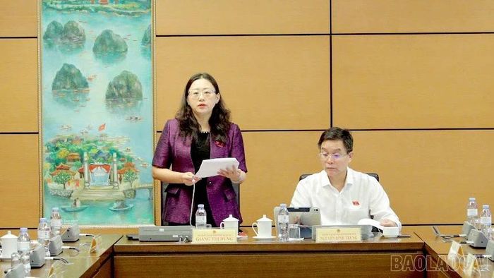 Đồng chí Giàng Thị Dung - Phó Bí thư Tỉnh ủy, Trưởng Đoàn đại biểu Quốc hội tỉnh Lào Cai phát biểu định hướng thảo luận.