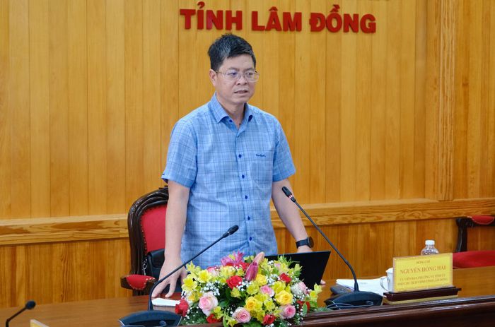Đồng chí Nguyễn Hồng Hải, Phó Chủ tịch UBND tỉnh phát biểu kết luận tại buổi làm việc