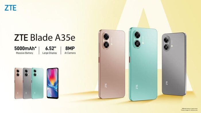 Blade A35e sẽ sở hữu màn hình kích thước 6.52 inch, đi kèm camera chính 8MP