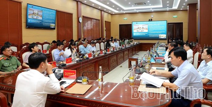 Quang cảnh hội nghị tại điểm cầu tỉnh Phú Thọ.