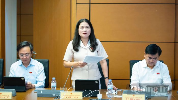 Đồng chí Ly Kiều Vân, Trưởng ban Nội chính Tỉnh ủy thảo luận tại tổ - Ảnh: N.M