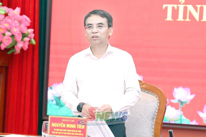 Đồng chí Nguyễn Minh Tiến, Phó Chủ tịch UBND tỉnh, Tổ trưởng Tổ công tác số 4 phát biểu kết luận cuộc họp.