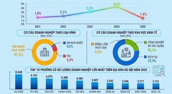 Hà Đông có số doanh nghiệp nhiều nhất; Cửa Nam, Hai Bà Trưng tập trung nhiều doanh nghiệp lớn