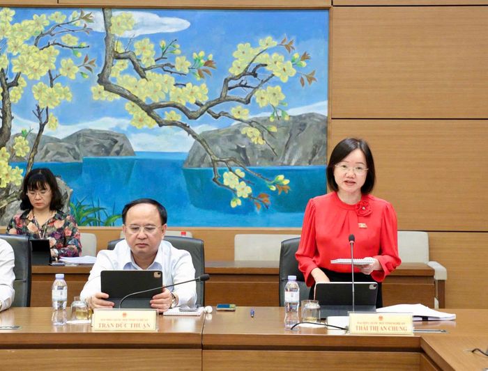 Đại biểu Thái Thị An Chung (đoàn Nghệ An) phát biểu thảo luận. Ảnh: Media Quốc hội.