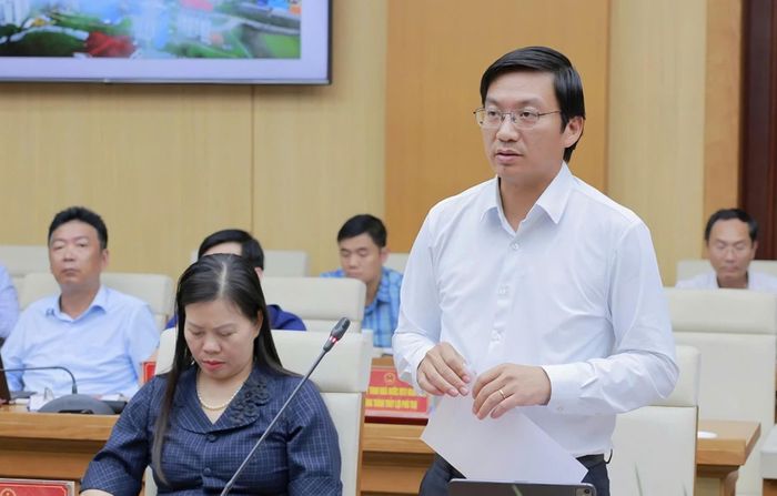 Giám đốc Sở Xây dựng Phú Thọ Nguyễn Xuân Quang phát biểu tại hội nghị.