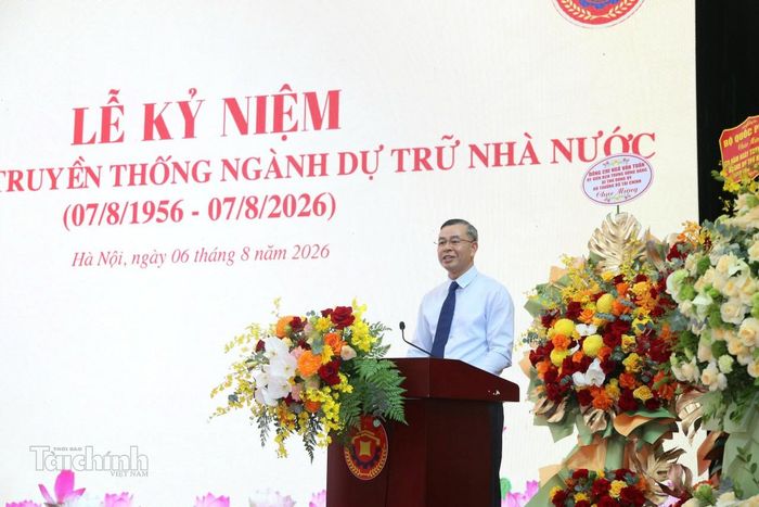 Bộ trưởng Bộ Tài chính Ngô Văn Tuấn phát biểu tại Lễ kỷ niệm. Ảnh: Đức Minh