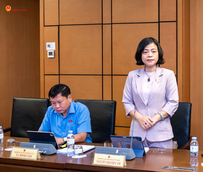 ĐBQH Nguyễn Thanh Cầm (Đồng Tháp) phát biểu tại Tổ 14. Ảnh: Mạnh Hưng