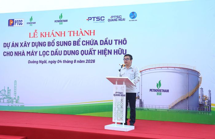 Tổng Giám đốc BSR Nguyễn Việt Thắng: Việc tăng thêm bồn chứa dầu thô giúp Tổng công ty chủ động hơn trong điều hành sản xuất và bảo đảm nguồn nguyên liệu, đồng thời có thêm không gian chứa dầu thô, góp phần bảo đảm an ninh năng lượng quốc gia. Ảnh BSR