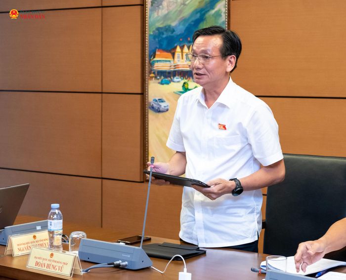 ĐBQH Đoàn Hùng Vũ (Đồng Tháp) phát biểu. Ảnh: Mạnh Hưng