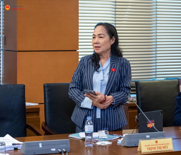 ĐBQH Trịnh Thị Mùi (Đồng Tháp) phát biểu. Ảnh: Mạnh Hưng