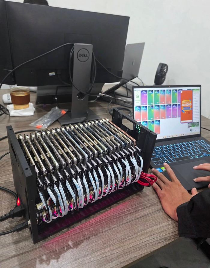 Box phonefarm điều khiển nhiều điện thoại cùng một lúc.
