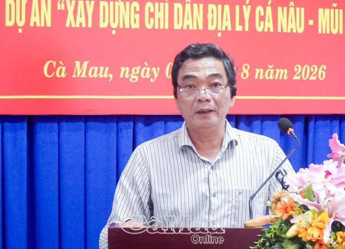  Ông Huỳnh Hùng Dũng, Phó Giám đốc Sở Khoa học và Công nghệ tỉnh Cà Mau, phát biểu tại hội thảo.