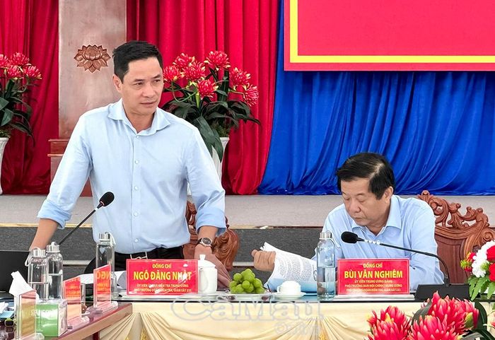  Đồng chí Ngô Đăng Nhật, Ủy viên Ủy ban Kiểm tra Trung ương, Phó Trưởng đoàn công tác, phát biểu tại buổi làm việc.