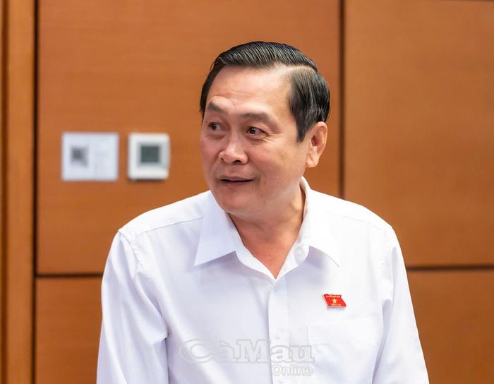 Thiếu tướng Hồ Việt Triều phát biểu thảo luận.