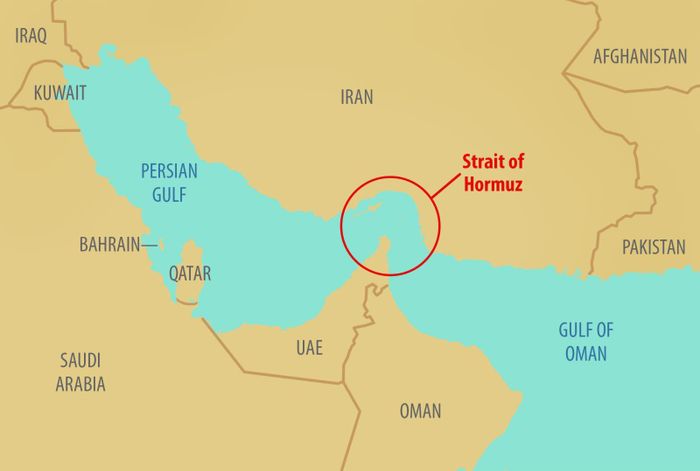 Vị trí eo biển Hormuz chiến lược. 