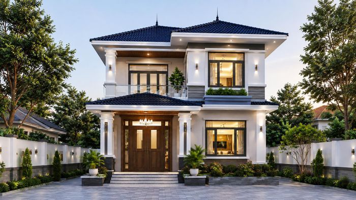 Mẫu nhà mái Nhật 2 tầng. (Ảnh minh họa: AI)