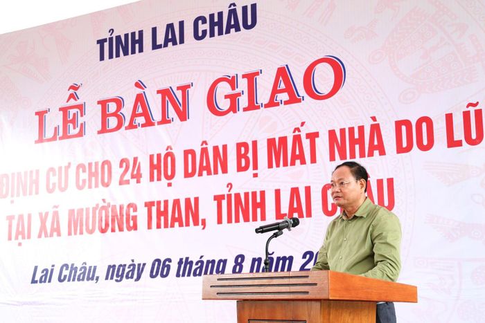 Bí thư Tỉnh ủy Lai Châu Lê Minh Ngân phát biểu tại buổi Lễ. (Ảnh: UBND Lai Châu)