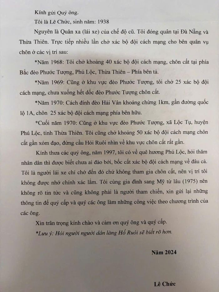 Lá đơn của ông Lê Chức