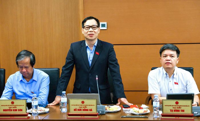 Đại biểu Đỗ Đức Hồng Hà (Đoàn thành phố Hà Nội) phát biểu thảo luận tại Tổ. Ảnh: Quang Vinh