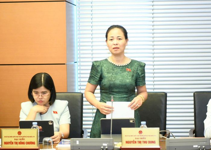 Đại biểu Nguyễn Thị Thu Dung (Đoàn thành phố Hà Nội) phát biểu thảo luận. Ảnh: Như Ý