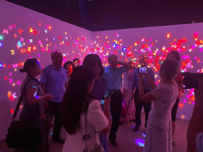 Triển lãm “Giao thời” sử dụng công nghệ trình diễn ánh sáng 3D mapping hiện đại. Ảnh: Hồng Hà