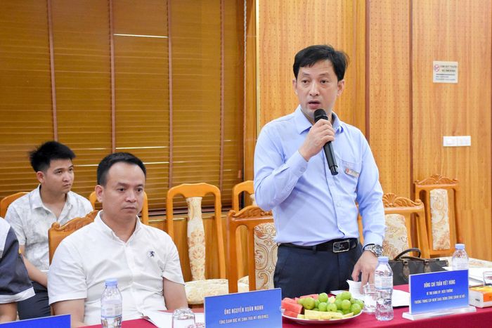 Hiệu trưởng Trường Trung cấp nghề Giao thông công chính Hà Nội Trần Việt Hùng. Ảnh: Thảo Phạm