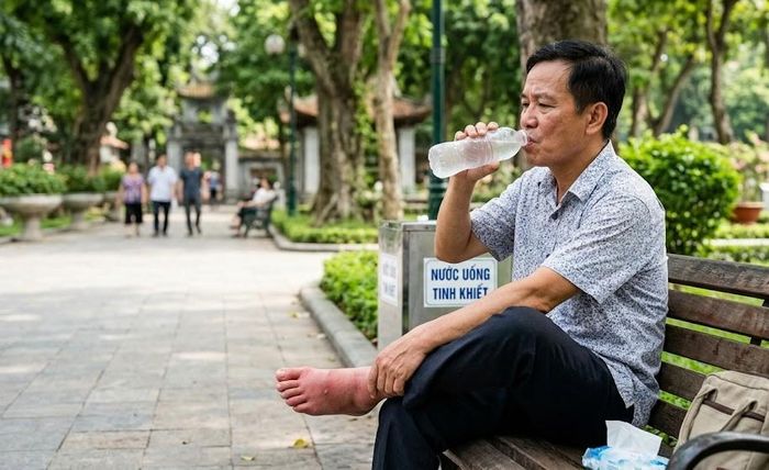 Uống đủ nước là biện pháp giúp đào thải acid uric. Ảnh minh họa AI.