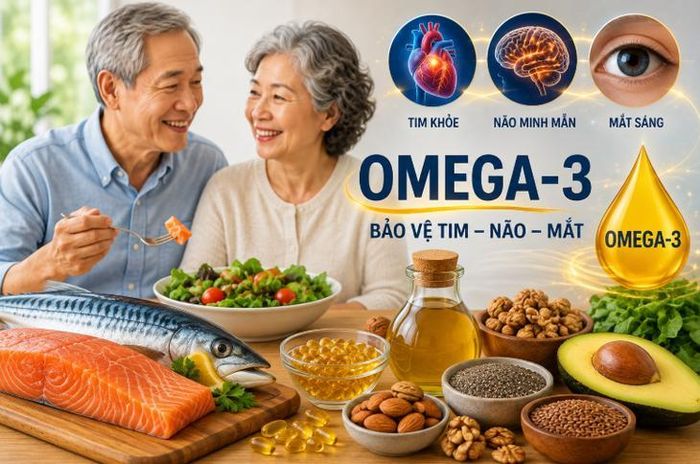 Omega-3 là dưỡng chất quan trọng giúp duy trì sức khỏe tim, não và mắt.