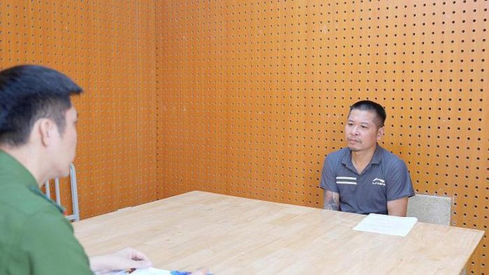 Đối tượng Triệu Văn Truyền tại cơ quan Công an. Ảnh: Công an tỉnh Cao Bằng.