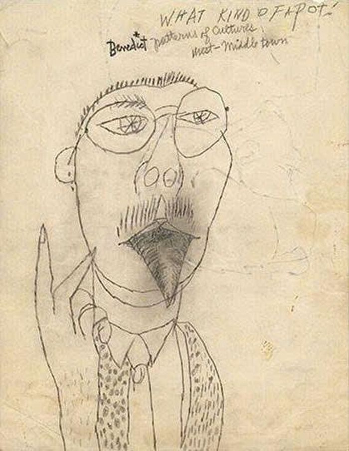  Tác phẩm Robert Lepper, Vô đề (Hí họa Robert Lepper) của họa sĩ Andy Warhol. Ảnh: Chụp từ sách Đây là Warhol. 
