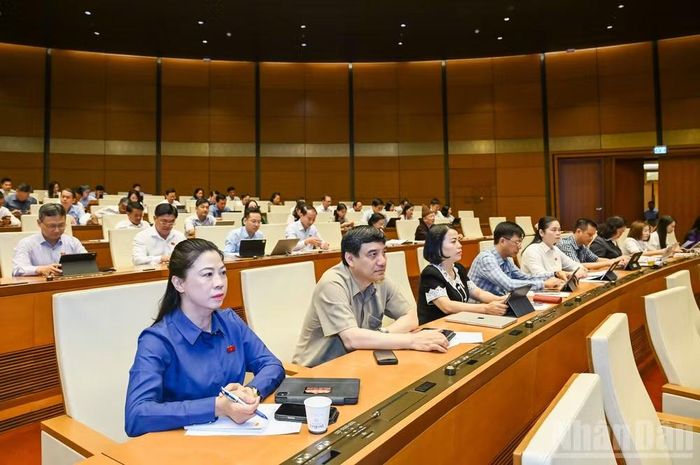 Quốc hội làm việc tại hội trường. (Ảnh: DUY LINH)
