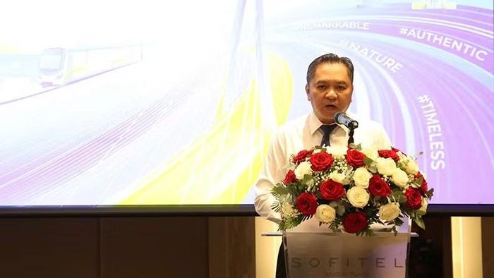Ông Phạm Huy Bình, Giám đốc Sở Du lịch Thành phố Hồ Chí Minh phát biểu trong buổi họp báo. (Ảnh: HỮU LONG)