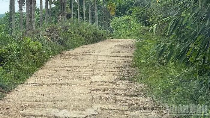 Tuyến đường vào làng dân tộc Cor hiện mặt đường đã xuống cấp nghiêm trọng.