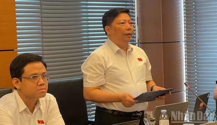 Phó Giáo sư, Tiến sĩ, bác sĩ Nguyễn Vũ Trung (Đoàn Thành phố Hồ Chí Minh) phát biểu thảo luận tại tổ.